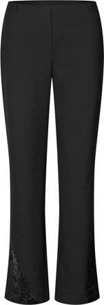 Sams&oslash;e & Sams&oslash;e Black Sarhino Lace-Trim Straight-Leg Pants