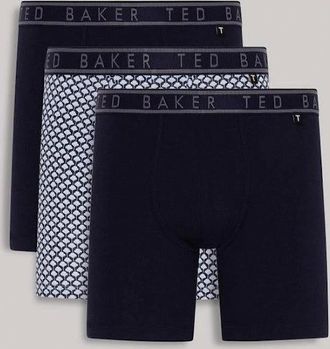 Ted Baker Mens Ted Baker 3-Pack Boxers, Navy / Palm Geo - Black - Size: 37/36/32