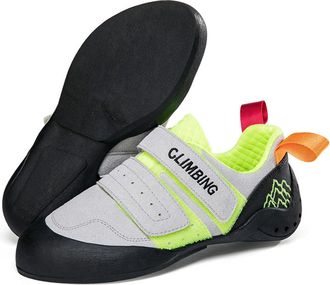 Generic Outdoor Lightweight Bouldering Climbing Training Shoes for Women - Anti-Slip Rubber Gym Sports Climbing Shoes for Men (Gray-Green,5.5)