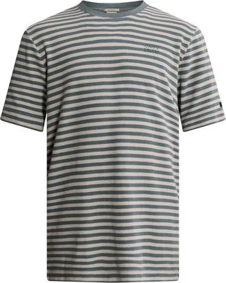 Cast Iron T-shirt met korte mouwen en ronde hals- wafelstructuur en strepen - Heren - Tops - Veelkleurig - Maat: XL Katoen