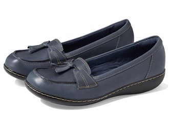 Clarks Ashland Bubble Womens Slip on Shoes Navy Marine : 6 B - Medium, Leather
