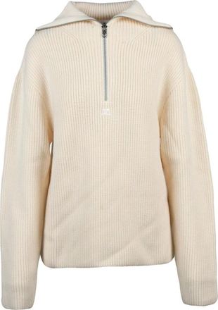Courr&egrave;ges Truien & Vesten, Dames, Wit, S, Wol, Maglione con zip e cappuccio
