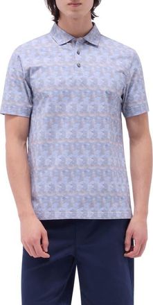 Bugatchi Vincent OoohCotton Geo Print Polo in Almond at Nordstrom, Size Xxx-Large