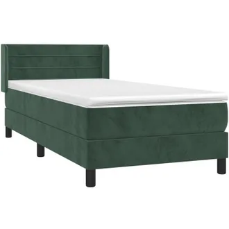 vidaXL Cama Box Spring Con Colch&oacute;n Terciopelo Verde Oscuro 90x190 Cm Vidaxl