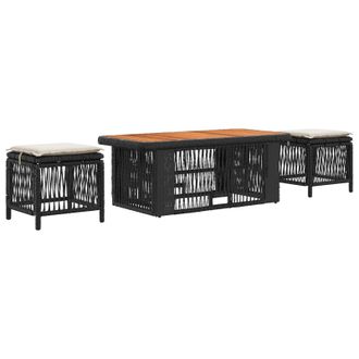 vidaXL Conjunto De Comedor De Jard&iacute;n Con Coj&iacute;n 4 Pcs Negro Y Crema Vidaxl