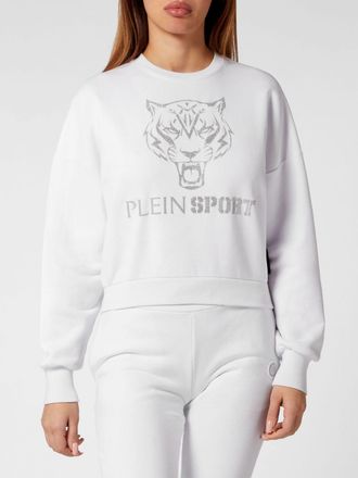 Plein Sport Crewneck Jumper in Jersey with Dropped Shoulders and Glitter Logo
