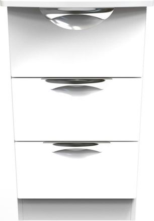 Welcome Furniture Cairo Ready Assembled Bedside Table with 3 Drawers - White Gloss & White - Welcome Furniture | TJ Hughes