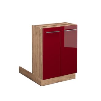 Vicco Isla De Cocina Fame-line, Rojo Burdeos Alto Brillo, 60 Cm Sin Encimera, Vicco