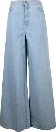 Max Mara Jeans, Dames, Blauw, M, Katoen, Wide Jeans