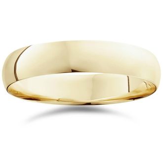 Pompeii3 5mm Dome High Polished Wedding Plain Band 10K Yellow Gold Ring Size Selectable