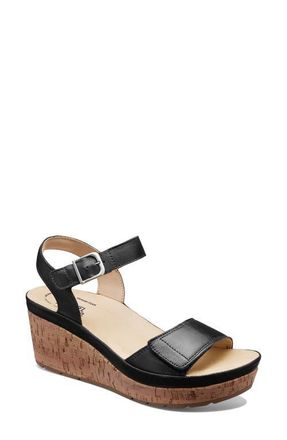Samuel Hubbard Portola Two-Strap Wedge Sandal in Black Leather/Black Leather at Nordstrom, Size 10.5