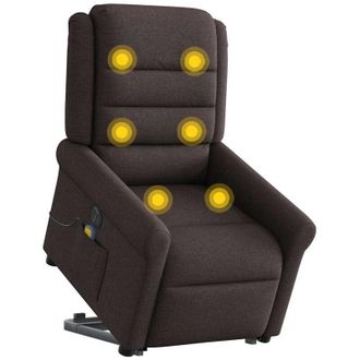 vidaXL Vidaxl - Sill&oacute;n Masaje El&eacute;ctrico Reclinable Elevable Tela Marr&oacute;n Oscuro