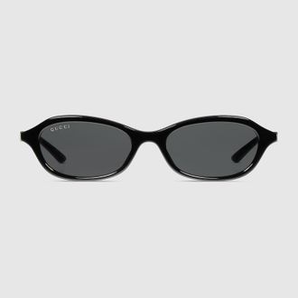 Gucci Oval-frame Sunglasses, Black