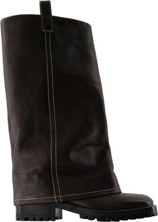 Acne Studios Leather Buckle Boot - Heren - Hoge Laarzen - Bruin - 40 EU - Leer - Schoenen