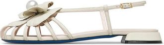 Loriblu Flower Decorated Flat Nappa Leather Sandalen - Dames - Sandalen - Wit - 36 EU - Leer - Schoenen