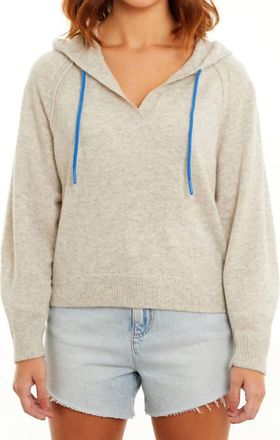 Isla Megan Luxe Raglan V-Neck Hoodie In Feather