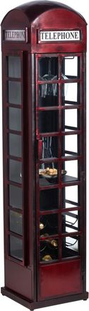 Ambia Home Vitrine, Rot, Schwarz, Metall, Vintage, 1 F&auml;cher, 40x173x39 cm, stehend, Esszimmer, Vitrinen, Vitrinenschr&auml;nke