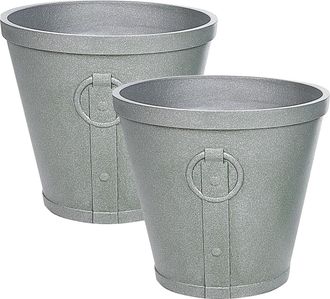 Beliani Beliani - Maceta Gris 45 Cm Arcilla Fibras Resistente Rayos Uv Interior Exterior Vari