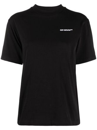 Off-white logo print short-sleeve T-shirt - women - Cotton - M - Black