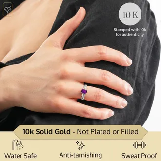 MAX + STONE Solid 10k Yellow or White Gold Emerald Cut Birthstone Rings with Twisted Band