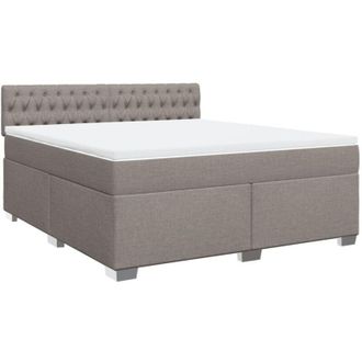 vidaXL Cama Box Spring Con Colch&oacute;n Tela Gris Taupe 180x200 Cm Vidaxl