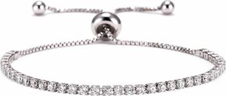 Generic Fashion Charm Tennis Bracelet for Women Girl Elegant Crystal Zircon Jewelry Adjustable Silver Color Box Chain Brace