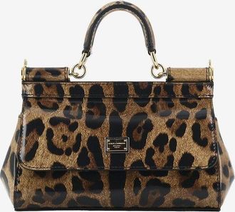 Dolce & Gabbana Handtasche aus Lackleder mit Leopardenprint Sicily Small