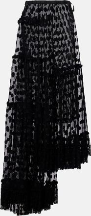 Dries Van Noten Polka-dot asymmetric cotton-blend maxi skirt
