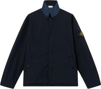 Stone Island Marinelight Compact Touch Poly-TC Jacket - Heren - Zomerjassen - Blauw - L - Katoen - Jassen