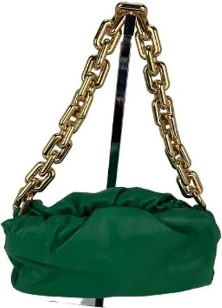 Bottega Veneta Tweedehands leren handtassen - Dames - Vintage Schoudertas - Groen - ONE Size - Leer - Vintage