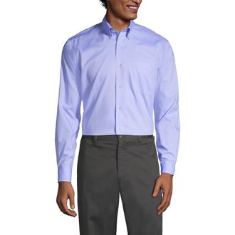 Lands End School Uniform Long Sleeve No Iron Pinpoint Dress Shirt in Blue at Nordstrom, Size X-Large