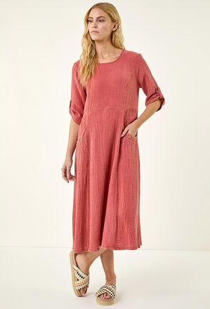 Roman Textured A-Line Midi Dress