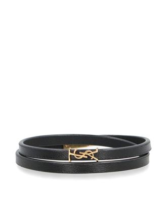 Saint Laurent Leren armband - Zwart