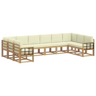 vidaXL Conjunto De Sof&aacute;s De Exterior Con Coj&iacute;n 10 Pcs Blanco Y Crema Vidaxl