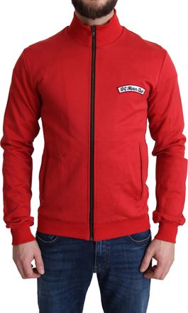 Dolce & Gabbana Mens Track Jacket High Neck Long Sleeves - Red Cotton - Size EU 44 (Mens)