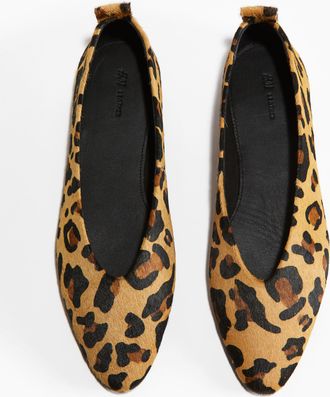 H&M Ballerinas aus Leder - Beige/Leoparden-Imitat