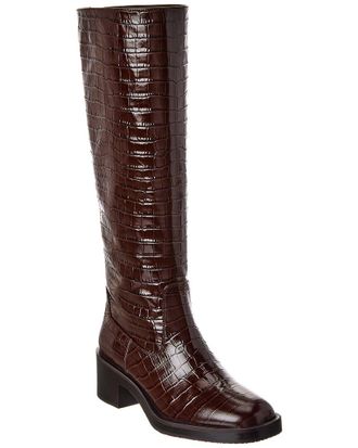 Stuart Weitzman Kaia Croc-Embossed Leather Knee-High Boot