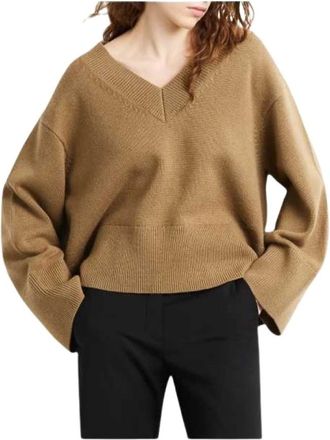 Roberto Ricci Design V-hals trui - Dames - Truien - Bruin - Maat: S Wol