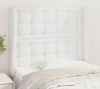 vidaXL Cabecero Con Orejas De Cuero Sint&eacute;tico Blanco 93x23x118/128 Cm Vidaxl