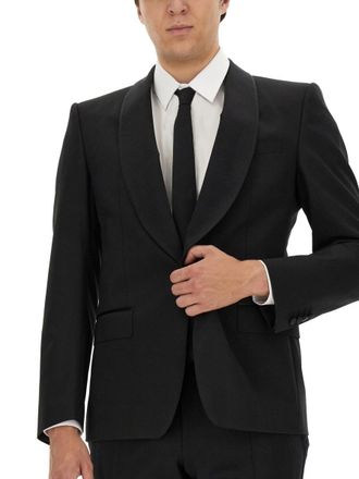 Dolce & Gabbana Virgin Wool Shawl Collar Blazer - Black