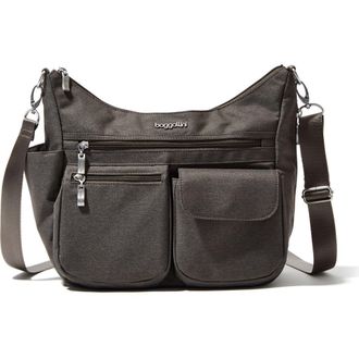 Baggallini Modern Everywhere Hobo Crossbody Bag with Wristlet in Dark Umber Heritage at Nordstrom