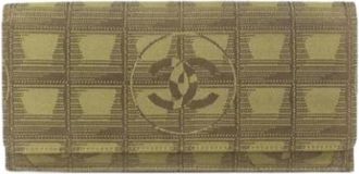 Chanel Pre-owned Travel Line Long wallet (bi-fold) - Dames - Vintage Accessoires - Groen - ONE Size - Nylon - Vintage