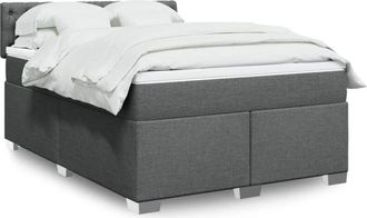 vidaXL Cama Box Spring Con Colch&oacute;n Tela Gris Oscuro 140x200 Cm Vidaxl