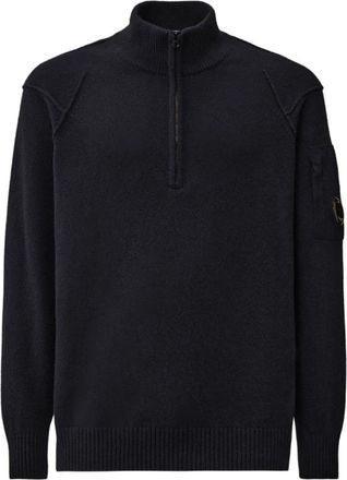 C.P. Company Polo Collar Truien - Heren - Coltruien - Blauw - XL - Wol - Truien & Vesten