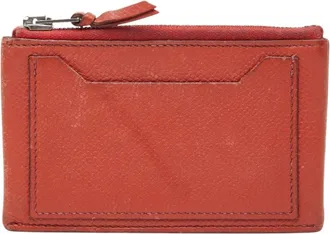 Herm&egrave;s Orange Leather Coin Purse/Coin Case (Pre-Owned)