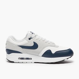Nike Mens Air Max 1 Essential Trainer Shoes In Summit White/armory Navy/light Silver