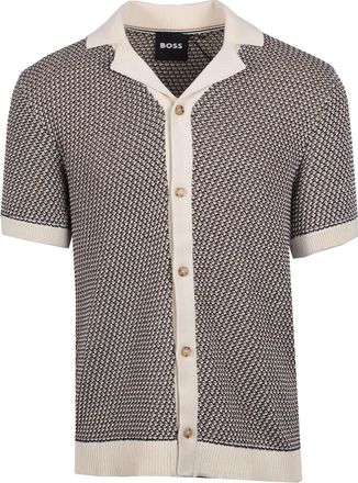 HUGO BOSS Mens Iconico Knitted Polo Open White - Beige - Size X-Large