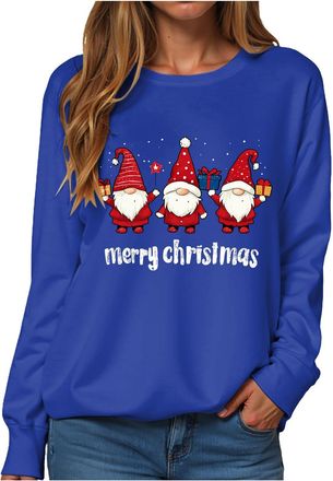 Generic Christmas Sweatshirts Women Ladies Merry Chirtsmas Blouse Winter Jumpers Outwear Shirt Plus Size Crew Neck Sweatshirts Holiday Pullover Womens Oversiz