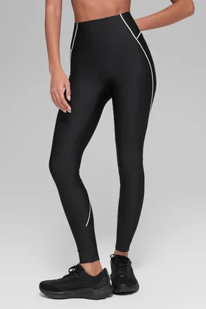 Alo | Airlift High-Waist Haven Legging in Black/White, Size: Medium