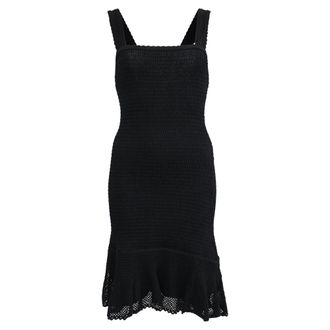 Sandro Sandro Square-Neck Smocked Mini Dress in Black Viscose